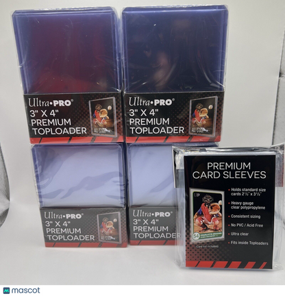 Ultra Pro 3X4 PREMIUM Toploaders 35pt 4 Packs of 25 and 100 PREMIUM soft sleeves