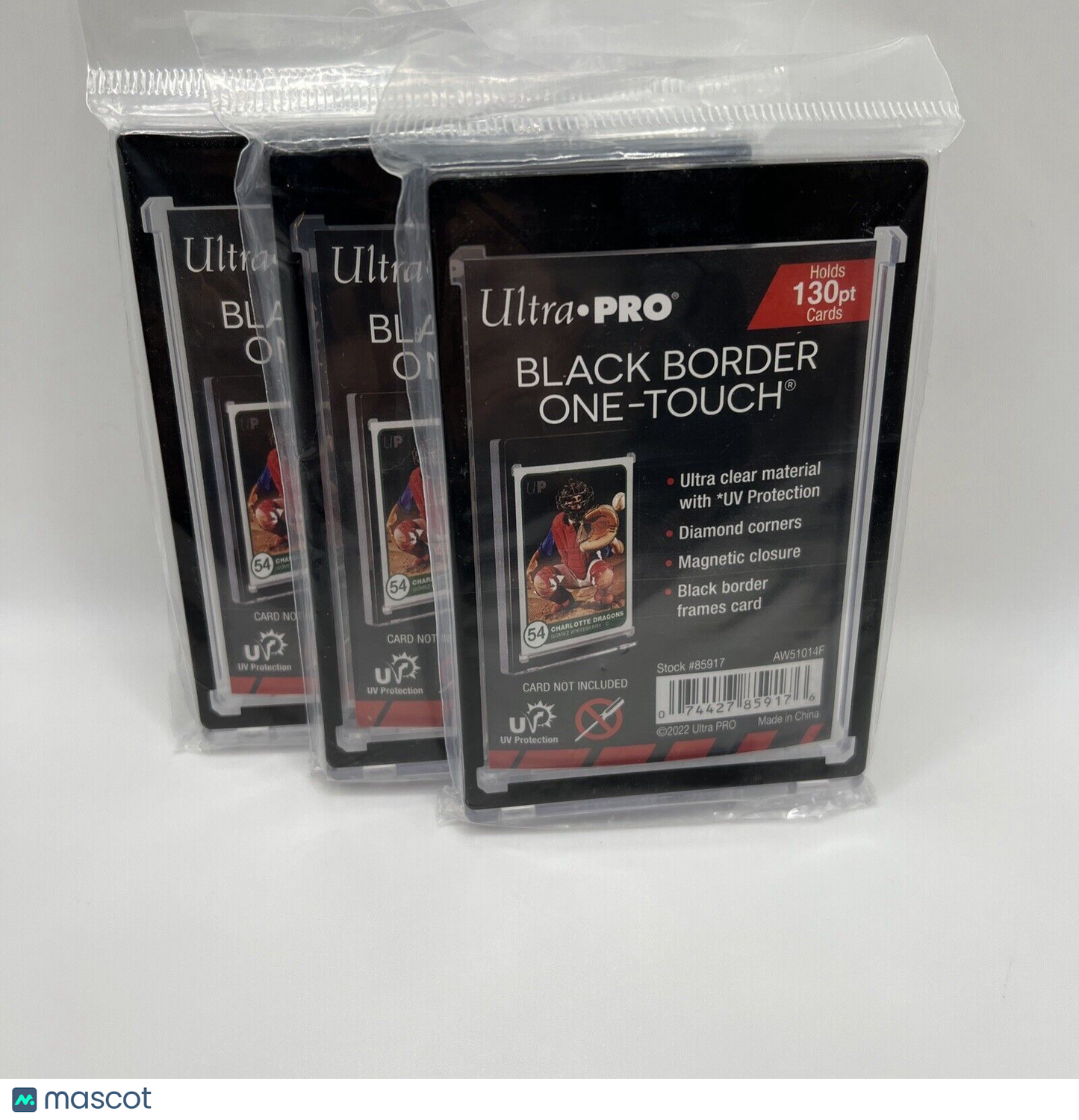 Ultra Pro One-Touch Magnetic Card Holder BLACK BORDER 130pt Point, LOT of 3