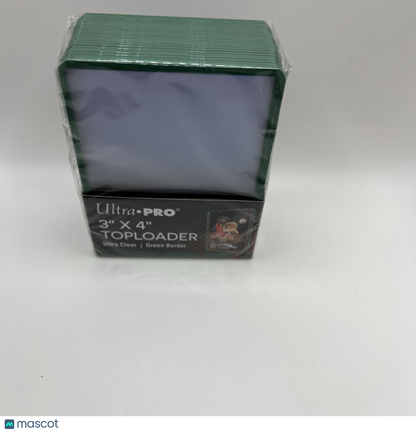 Ultra Pro 3X4 GREEN BORDER Toploaders 35pt 1 Pack of 25 for Standard Sized Cards