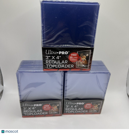 Ultra Pro 3X4 Regular Toploaders 35pt 3 Packs of 25 WITH Card Sleeves included