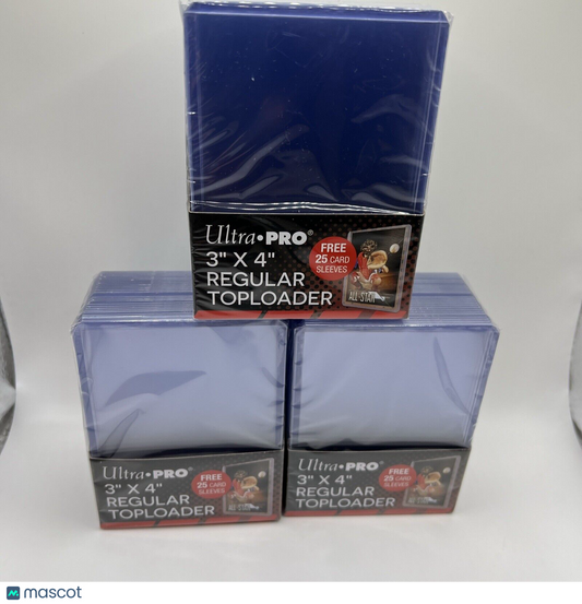 Ultra Pro 3X4 Regular Toploaders 35pt 3 Packs of 25 WITH Card Sleeves included