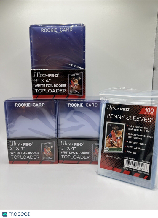 Ultra Pro 3X4 WHITE Rookie 35pt Toploaders 3 Packs of 25 AND 100 SLEEVES