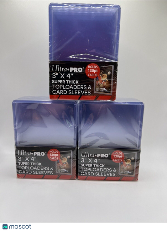 Ultra Pro 3X4 Super Thick Toploaders 130pt Point 3 Packs of 10 WITH SLEEVES