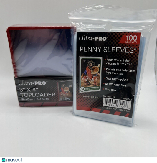 Ultra Pro 3X4 RED BORDER Toploaders 35pt 1 Pack of 25  AND 100 SLEEVES