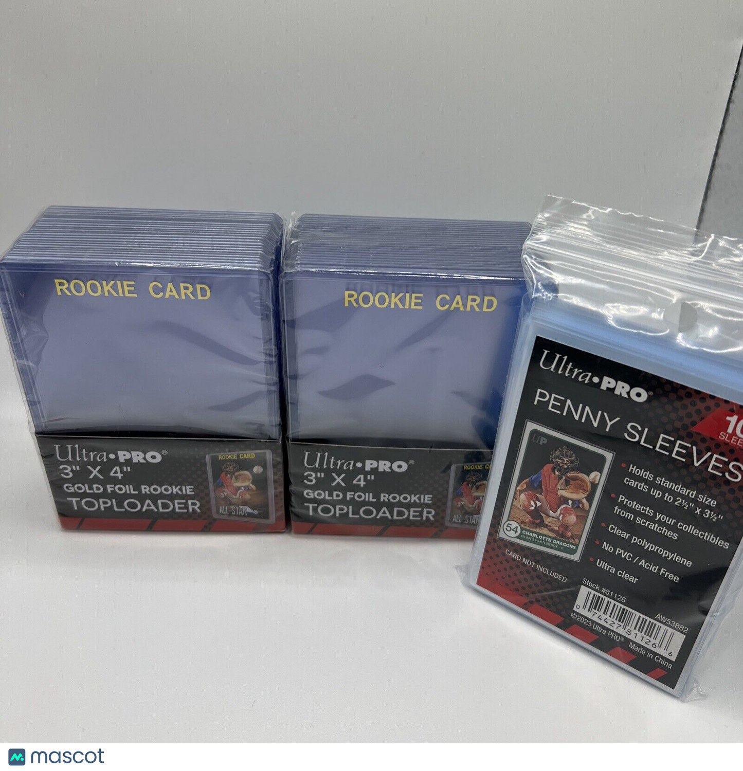 Ultra Pro 3X4 GOLD ROOKIE 35pt Toploaders 2 Packs of 25 AND 100 SLEEVES