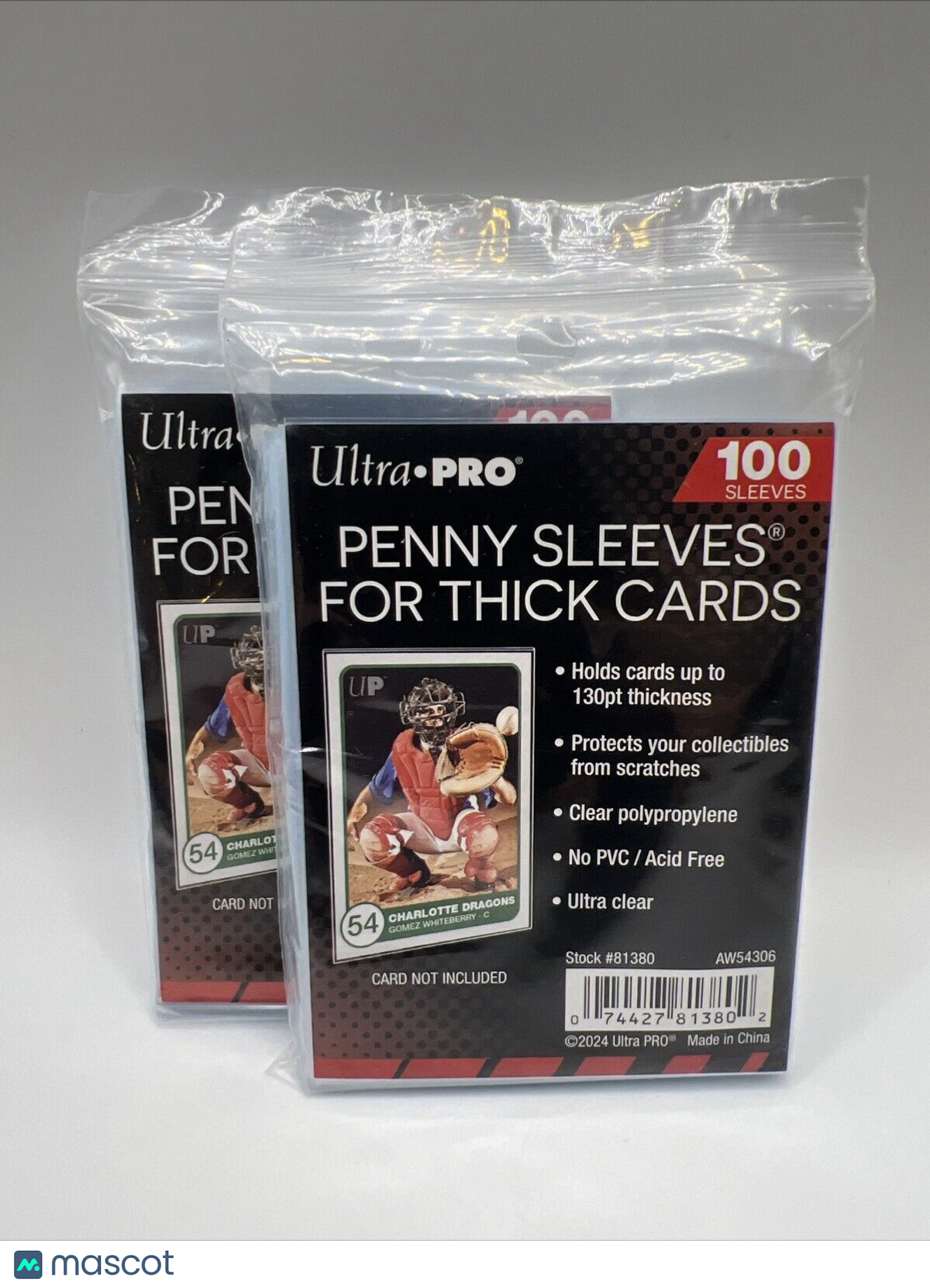 Ultra Pro THICK Card Soft Penny Sleeves 2 Packs of 100 for THICK Sized Cards