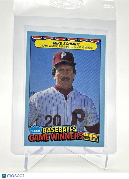 1987 Fleer Baseball's Game Winners Mike Schmidt #40 Mint FREE SHIPPING