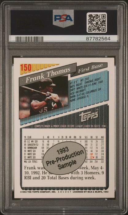 1993 Topps Pre-Production Baseball Frank Thomas #150 PSA 9 87782564