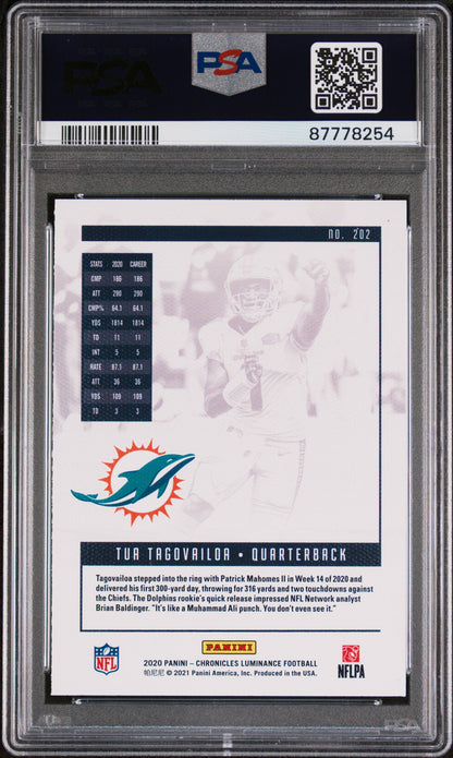 2020 Panini Chronicles Luminance PINK Tua Tagovailoa #202 PSA 10 87778254