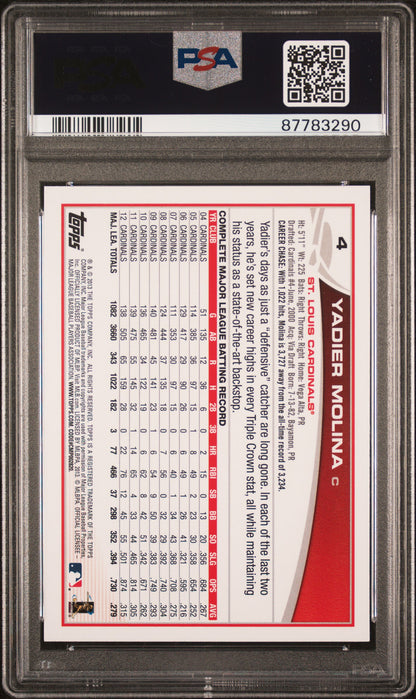 2013 Topps Baseball Yadier Molina #4 PSA 10 87783290