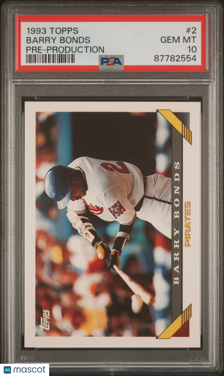 1993 Topps Pre-Production Baseball Barry Bonds #2 PSA 10 87782554 POP 5