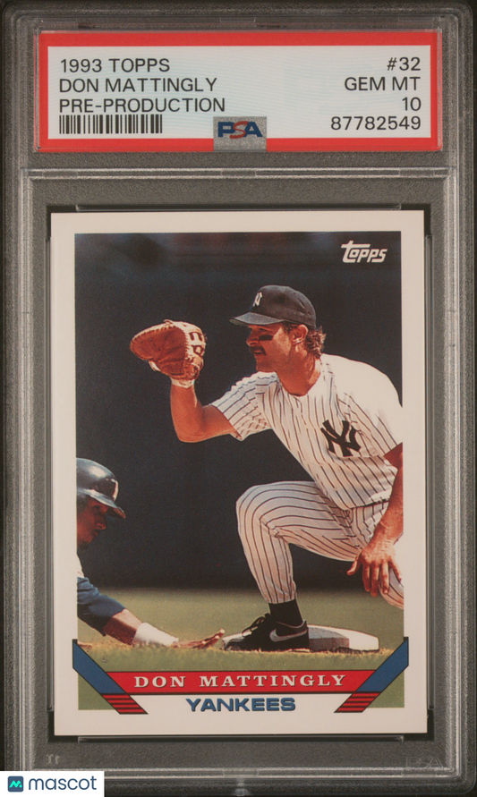 1993 Topps Pre-Production Baseball Don Mattingly #32 PSA 10 87782549