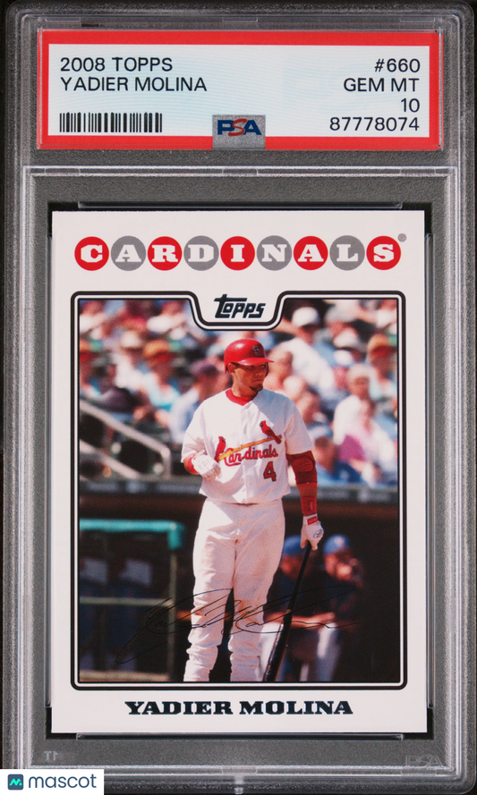 2008 Topps Baseball Yadier Molina #660 PSA 10 87778074