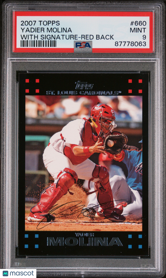 2007 Topps RED BACK Yadier Molina #660 PSA 9 87778063 Highest Graded