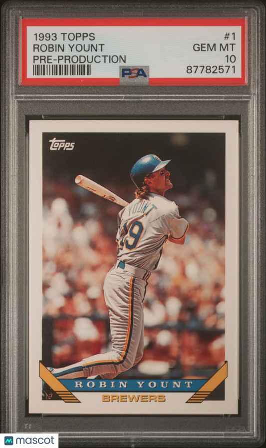 1993 Topps Pre-Production Baseball Robin Yount #1 PSA 10 87782571