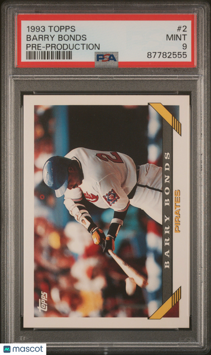 1993 Topps Pre-Production Baseball Barry Bonds #2 PSA 9 87782555