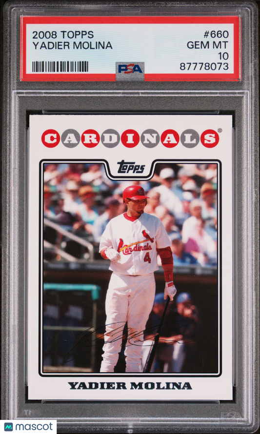 2008 Topps Baseball Yadier Molina #660 PSA 10 87778073