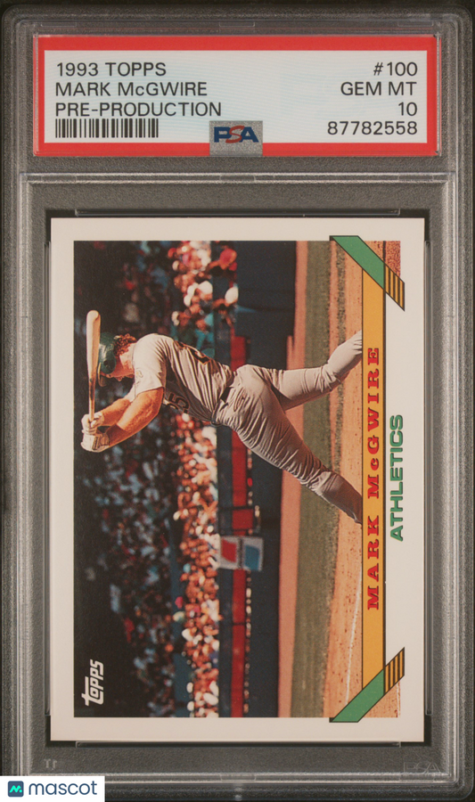 1993 Topps Pre-Production Baseball Mark Mcgwire #100 PSA 10 87782558