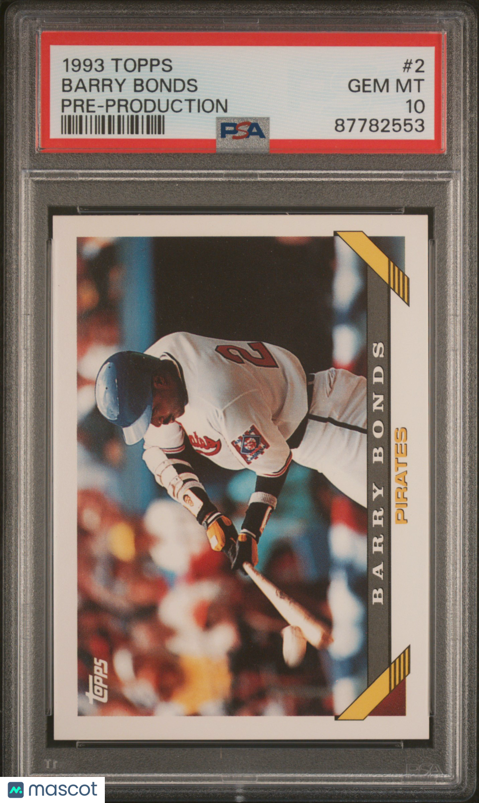 1993 Topps Pre-Production Baseball Barry Bonds #2 PSA 10 87782553 POP 5