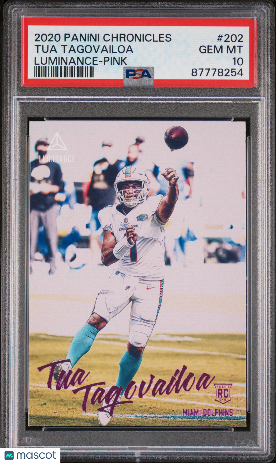 2020 Panini Chronicles Luminance PINK Tua Tagovailoa #202 PSA 10 87778254