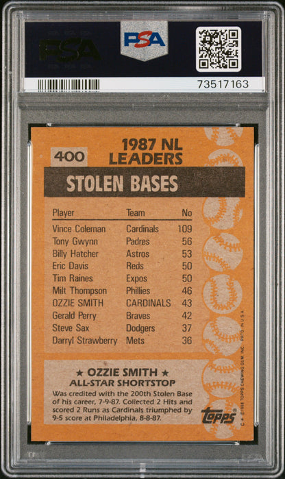 1988 Topps Baseball Ozzie Smith #400 Psa 9 73517163