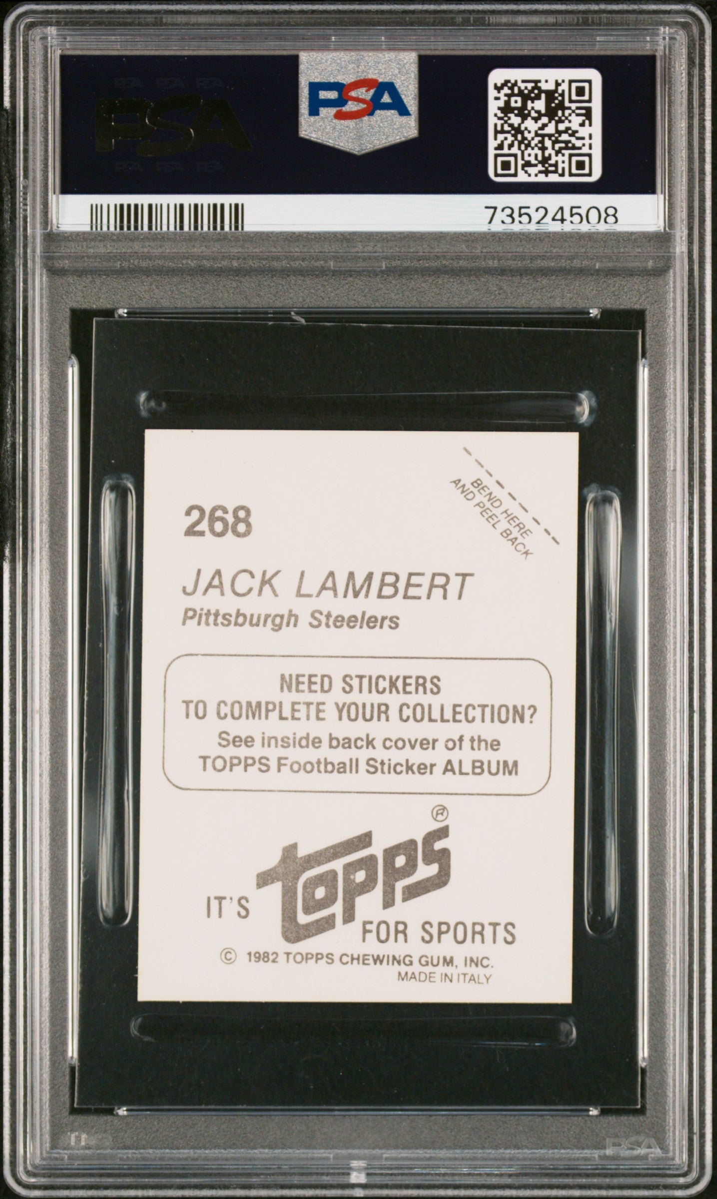 1982 Topps Stickers Football Jack Lambert #268 Psa 9 73524508