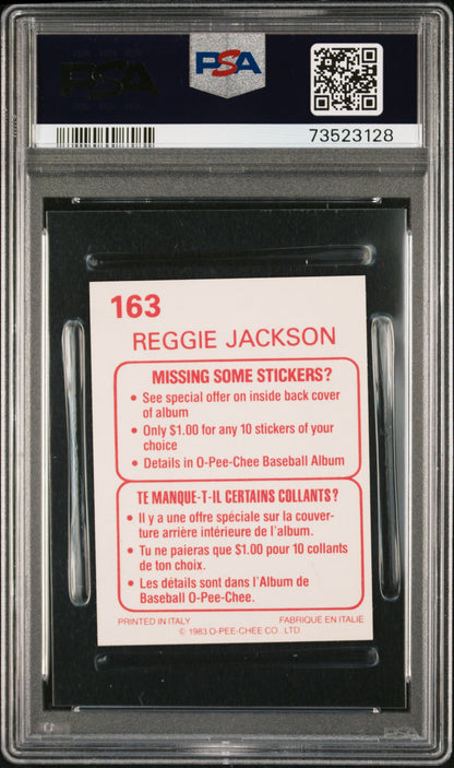 1983 O-pee-chee Stickers Baseball Reggie Jackson #163 Psa 10 73523128