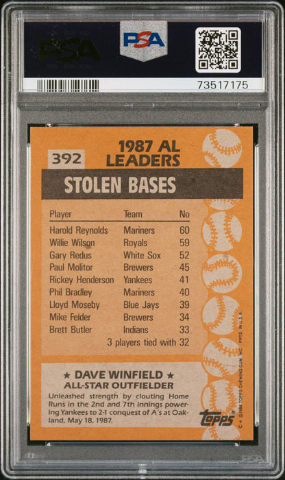 1988 Topps Baseball Dave Winfield #392 Psa 9 73517175