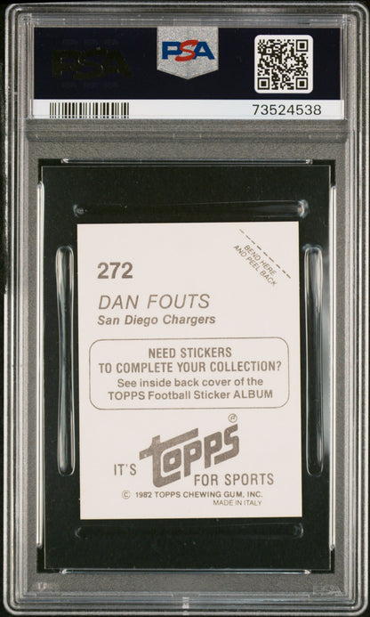 1982 Topps Stickers Football Dan Fouts #272 Psa 9 73524538