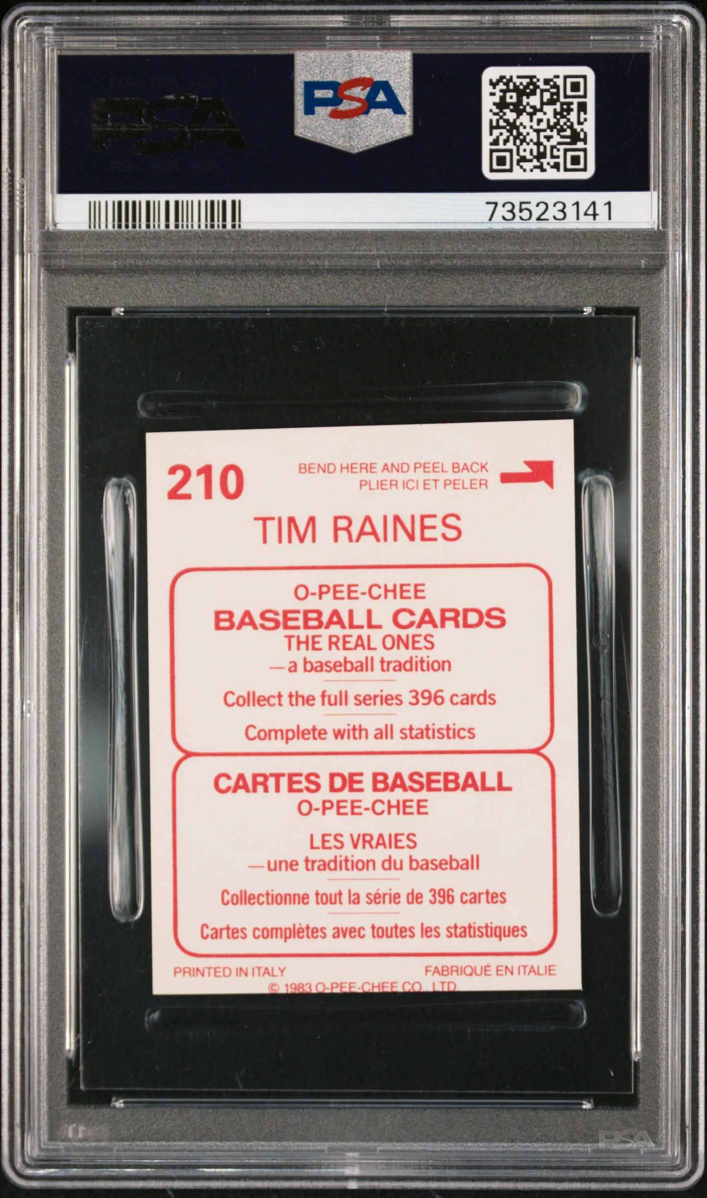1983 O-pee-chee Stickers Baseball Tim Raines #210 Psa 6 73523141