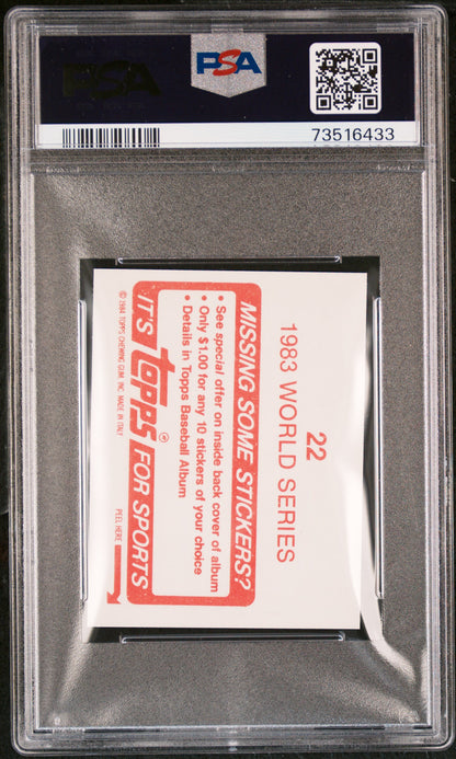 1984 Topps Stickers Baseball 1983 World Series #22 Psa 9 73516433