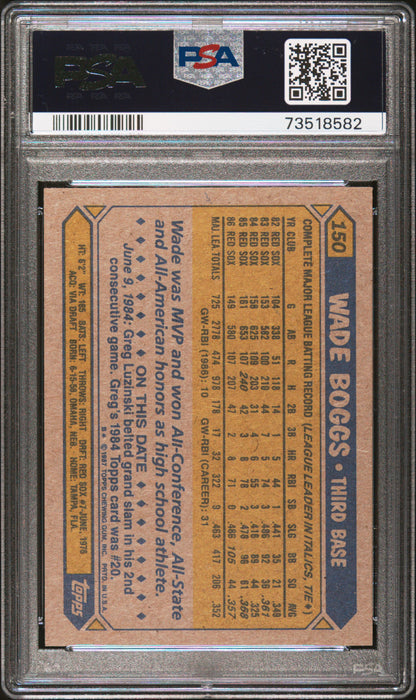 1987 Topps Baseball Wade Boggs #150 Psa 8 73518582