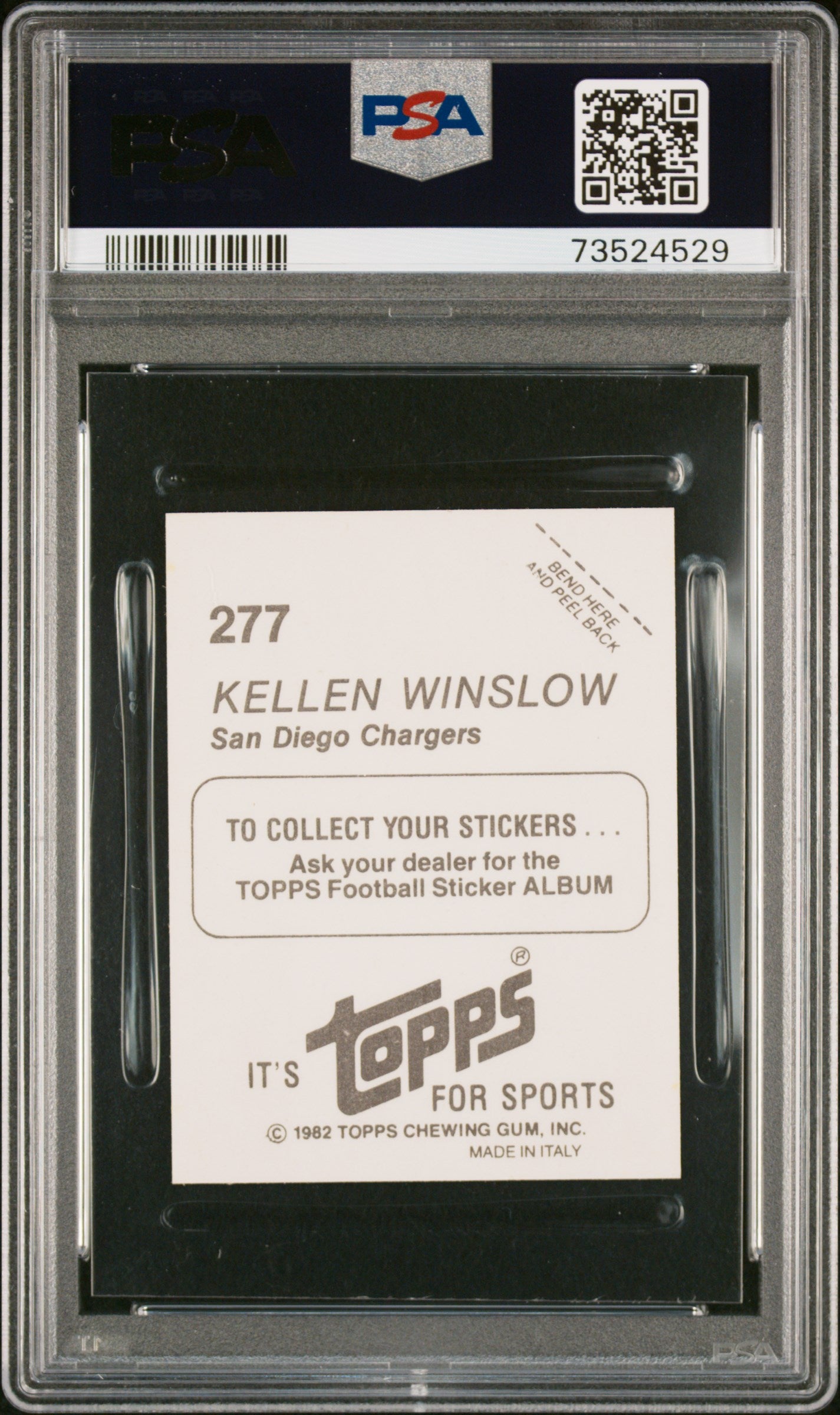 1982 Topps Stickers Football Kellen Winslow #277 Psa 10 73524529