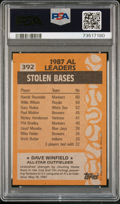 1988 Topps Baseball Dave Winfield #392 Psa 9 73517180