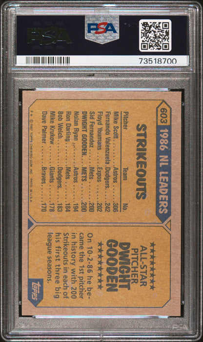 1987 Topps Baseball Dwight Gooden #603 Psa 8 73518700