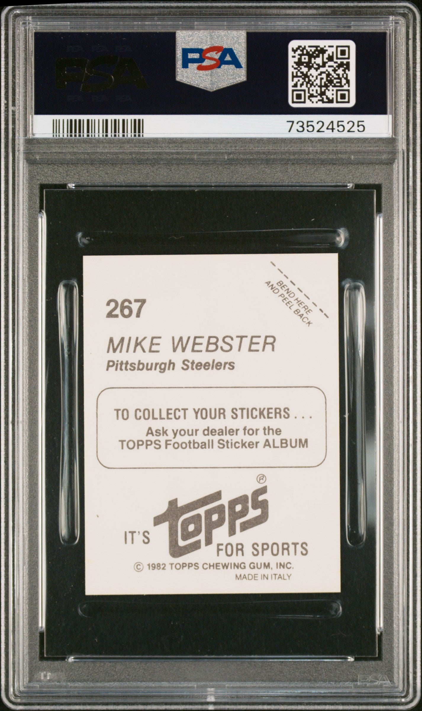 1982 Topps Stickers Football Mike Webster #267 Psa 9 73524525