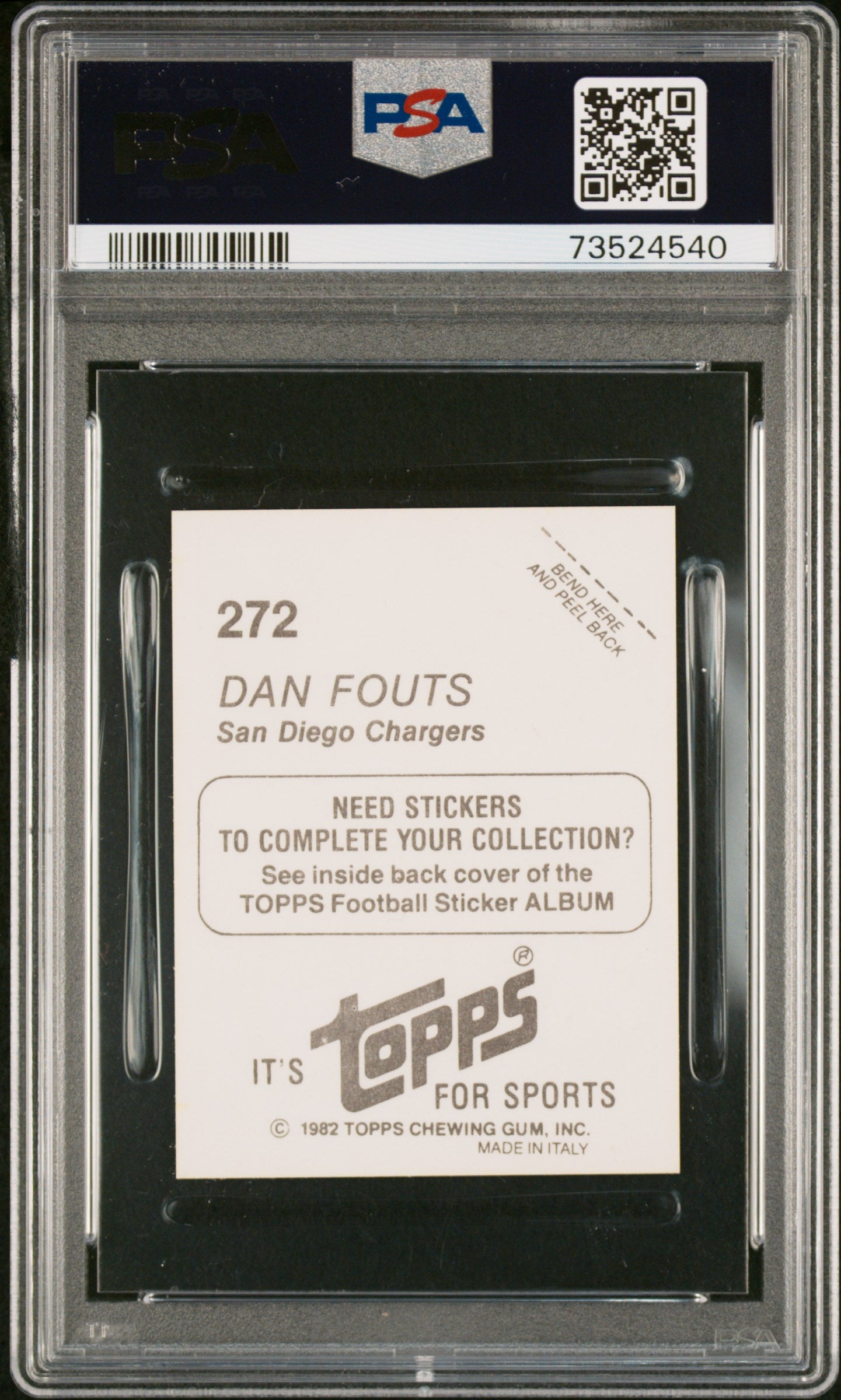 1982 Topps Stickers Football Dan Fouts #272 Psa 9 73524540