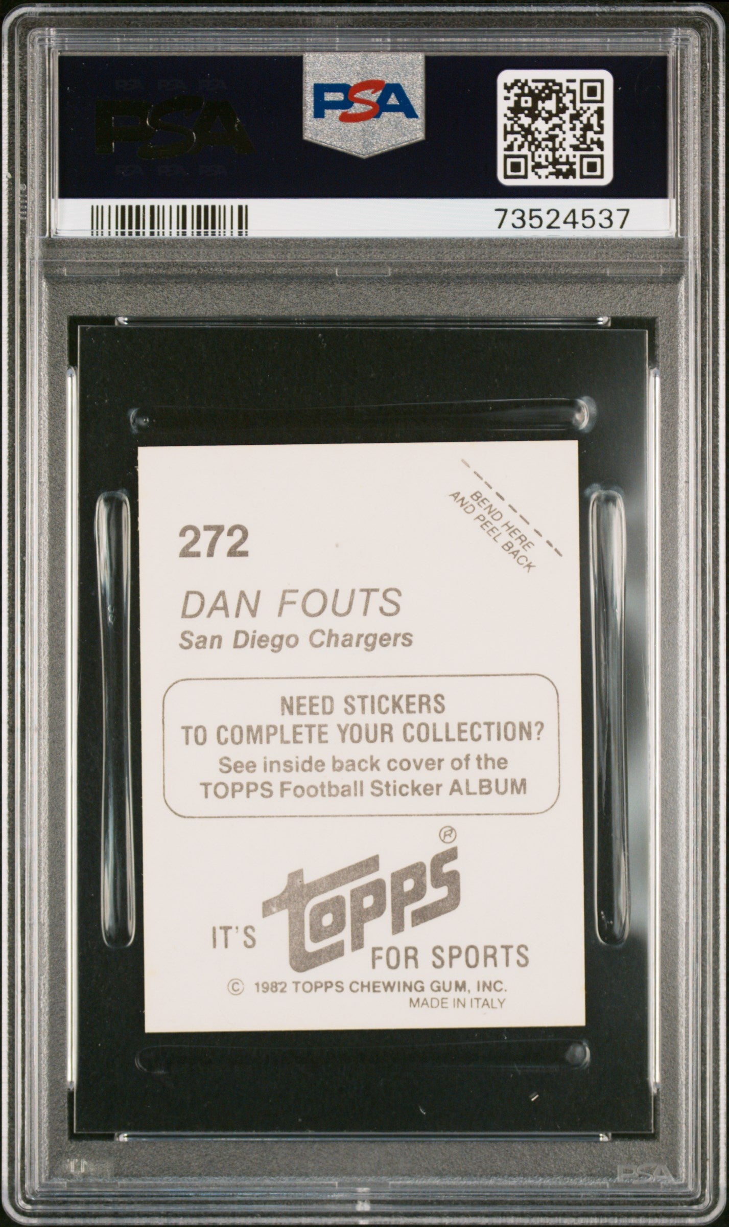 1982 Topps Stickers Football Dan Fouts #272 Psa 9 73524537