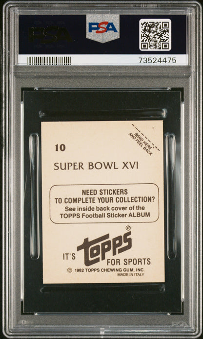 1982 Topps Stickers Football Super Bowl Xvi #10 Psa 9 73524475