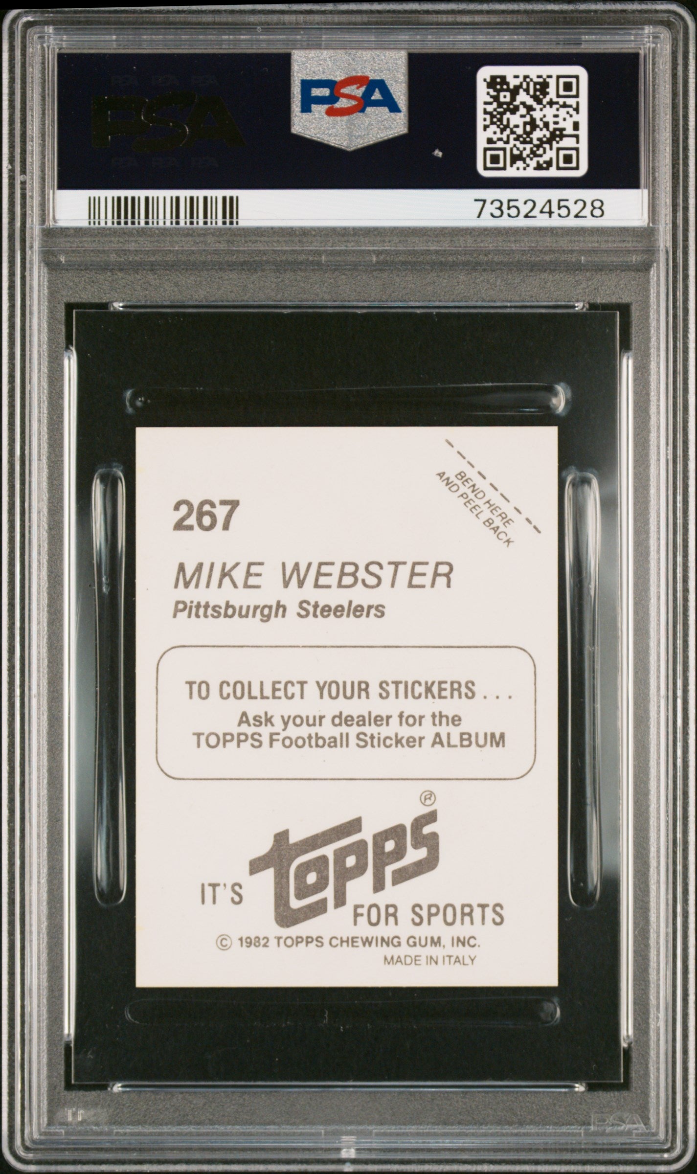 1982 Topps Stickers Football Mike Webster #267 Psa 10 73524528