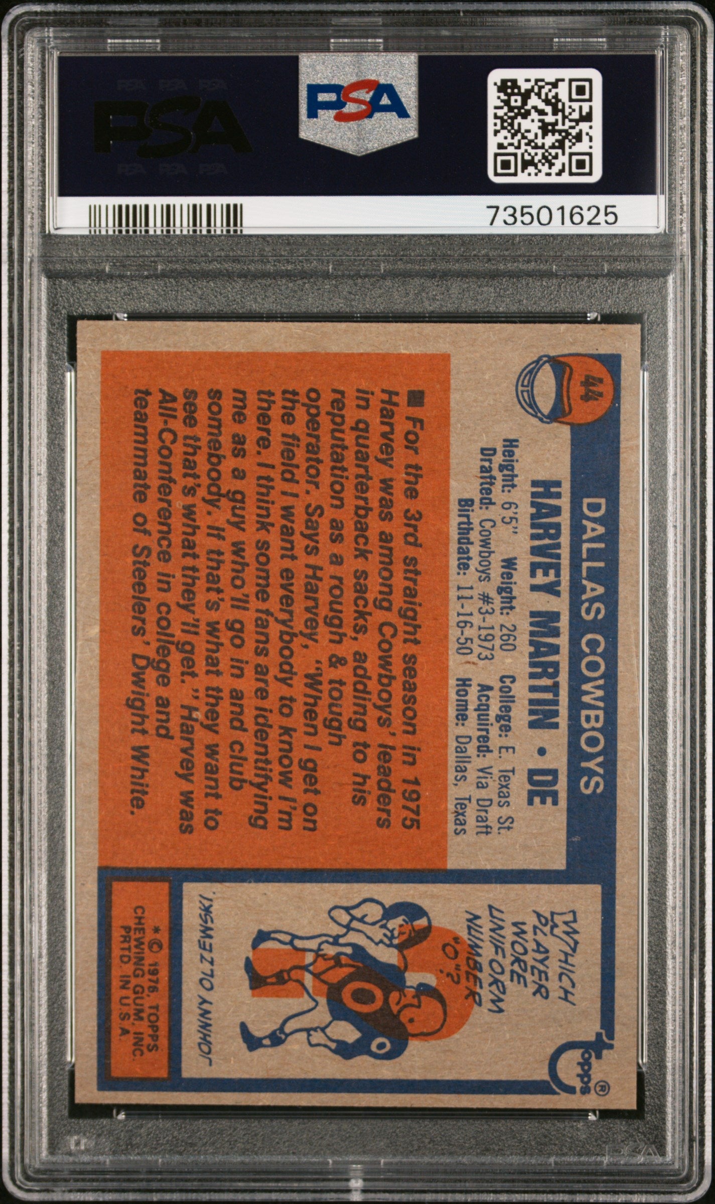 1976 Topps Football Harvey Martin #44 Psa 6 73501625