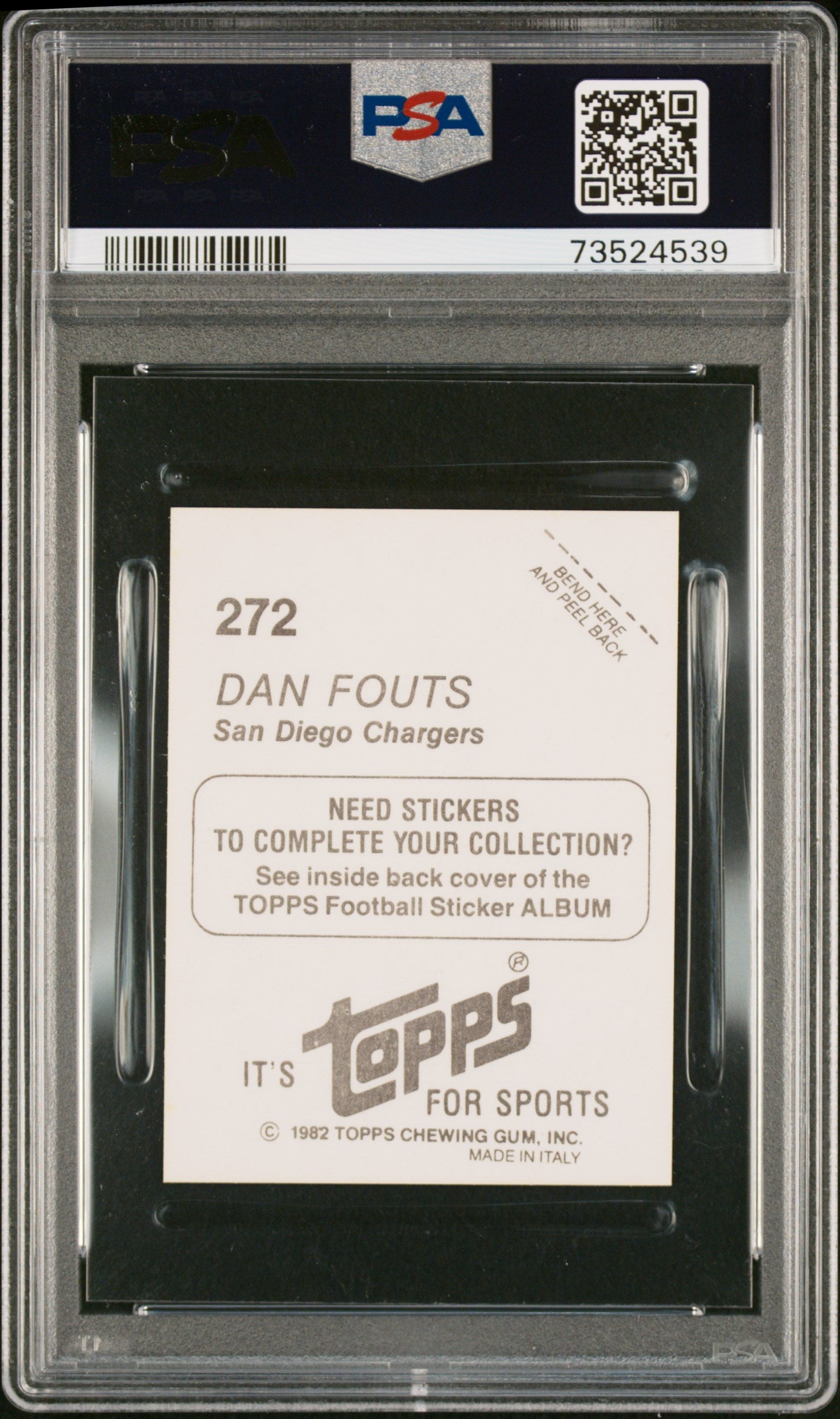 1982 Topps Stickers Football Dan Fouts #272 Psa 9 73524539