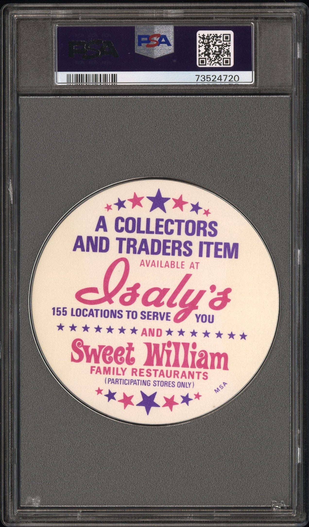 1976 Isaly's Sweet William Disc Baseball Hank Aaron Psa 10 73524720