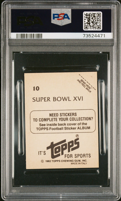 1982 Topps Stickers Football Super Bowl Xvi #10 Psa 8 73524471