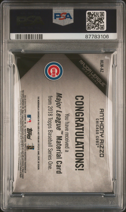 2018 Topps Major League Material Relic RED Anthony Rizzo PSA 10 87783106 POP 1