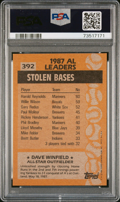 1988 Topps Baseball Dave Winfield #392 Psa 9 73517171