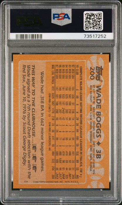 1988 Topps Baseball Wade Boggs #200 Psa 9 73517252