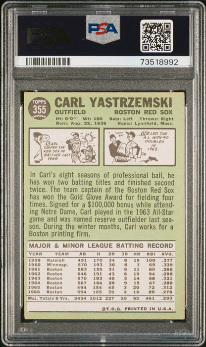 1967 Topps  Baseball Carl Yastrzemski #355 Psa 3 73518992