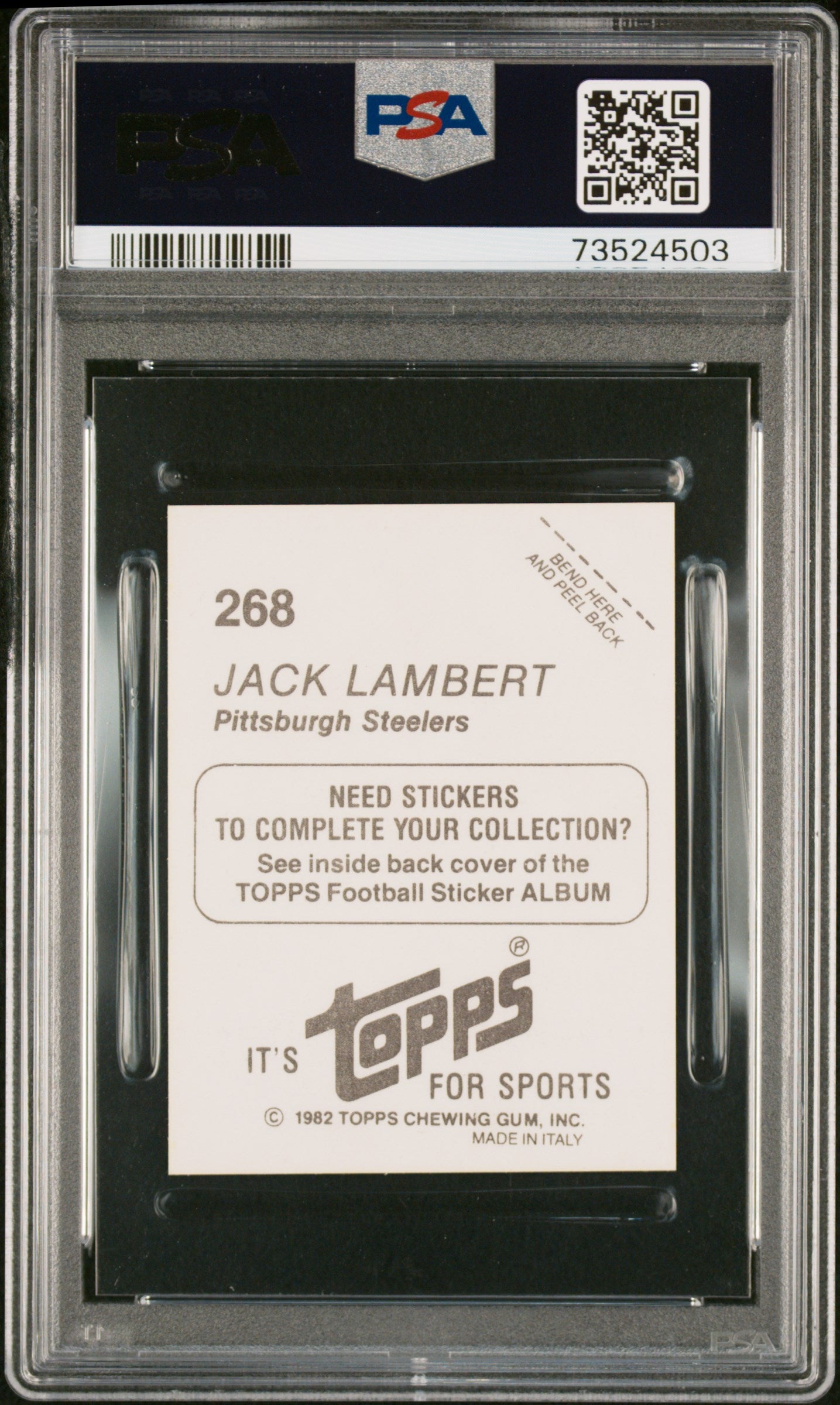 1982 Topps Stickers Football Jack Lambert #268 Psa 9 73524503