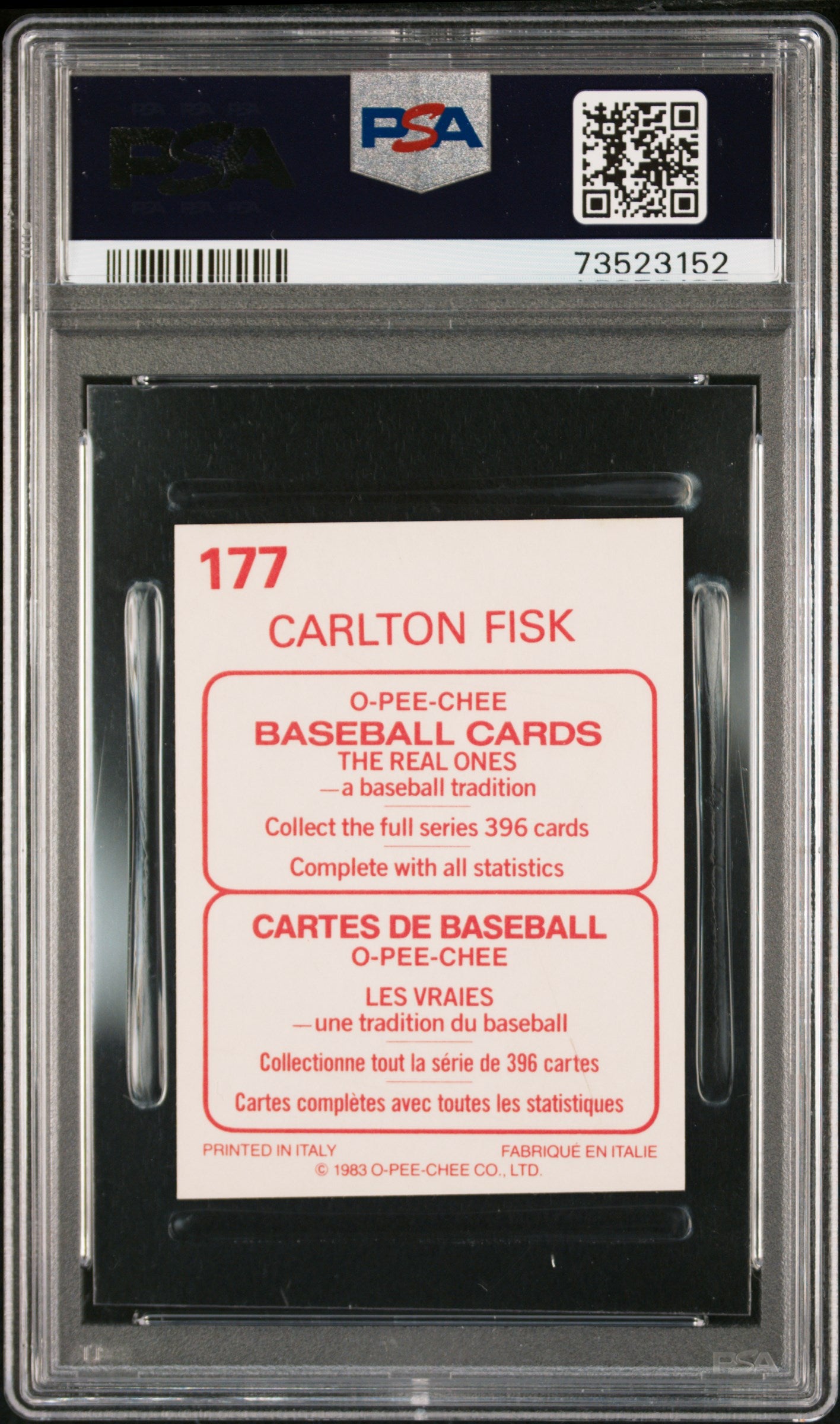 1983 O-pee-chee Stickers Baseball Carlton Fisk #177 Psa 6 73523152